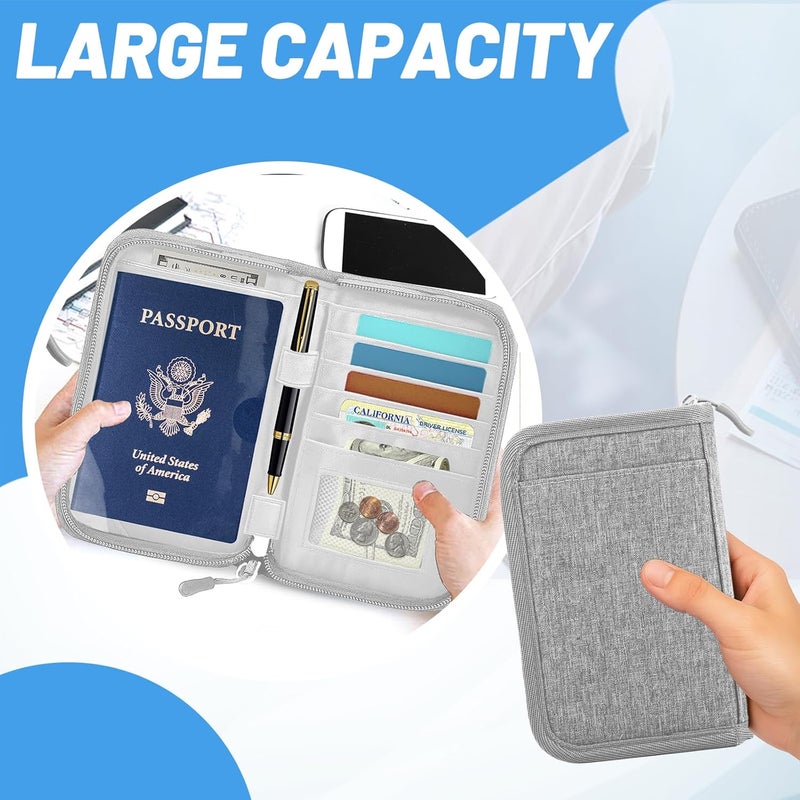 EPIMA Passport Holder for Travel Essentials, RFID Blocking Protector Passport Wallets, Passport Document Organizer Case for Travel Must Have, Passport Book for Women, Couple, Family Cards, Tickets, ID, Cash - Image 5